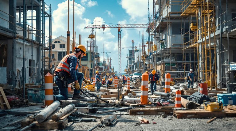 Construction crew on a building site